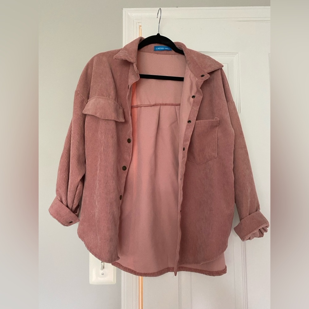 Francesca’s Cherry AKA Blush Corduroy Lightweight Utility Jacket 🌸